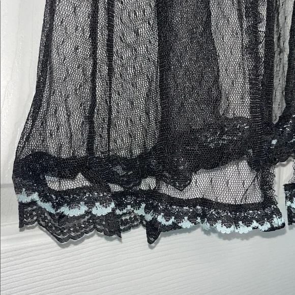 Victoria’s Secret Sheer Black Babydoll with Blue Lace Trim - Picture 3 of 8